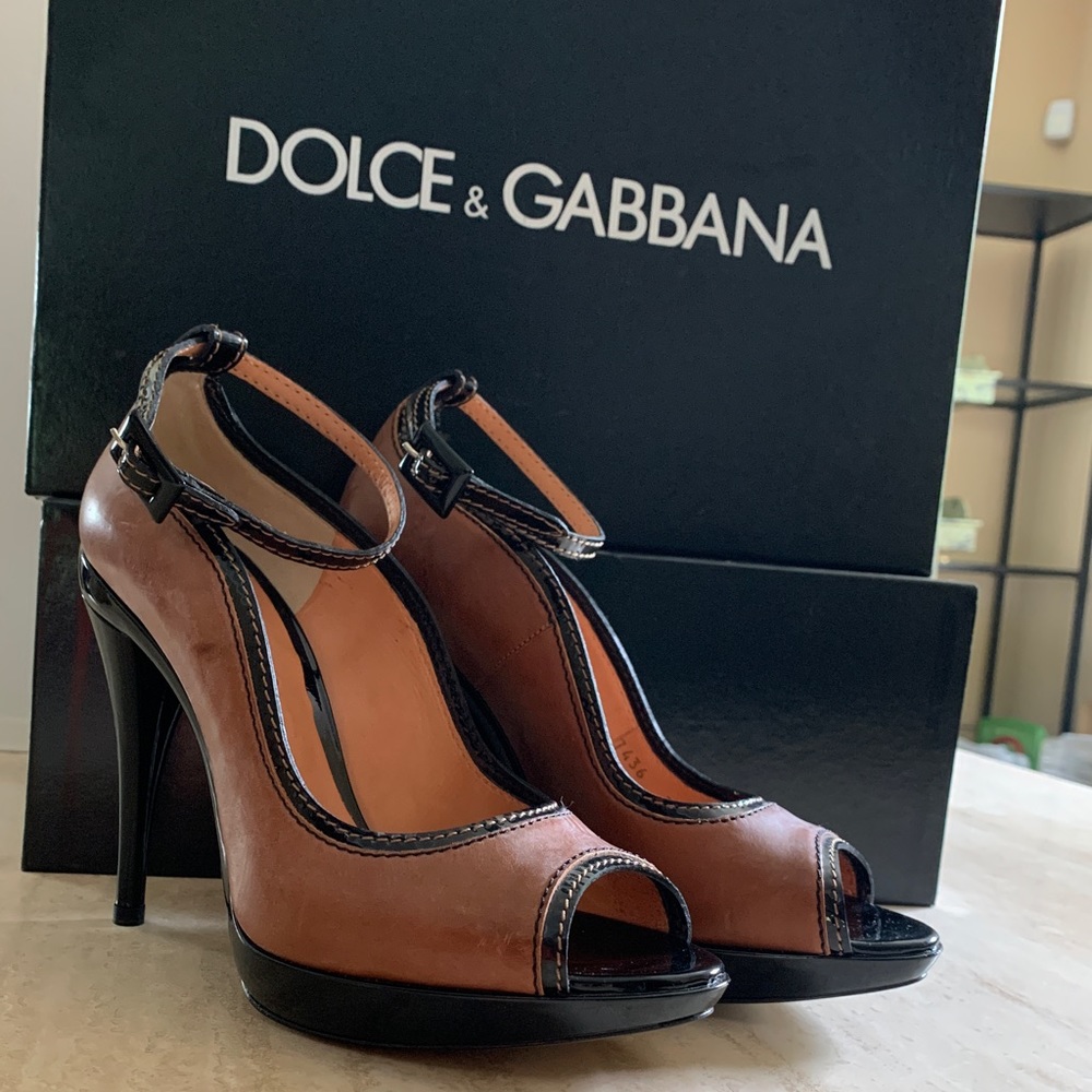 Dolce & Gabbana Napa leather ankle strap heels